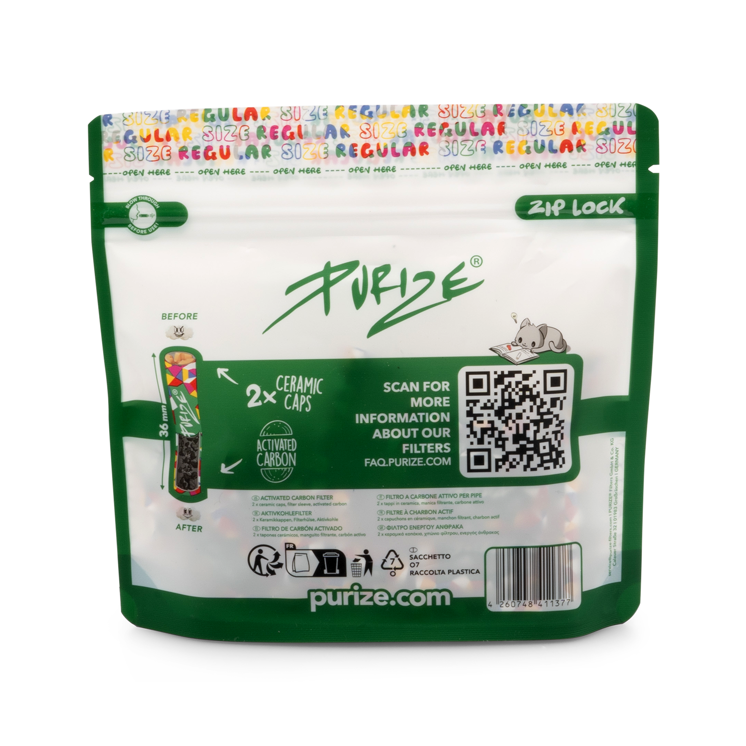 50 PURIZE® Aktivkohlefilter Regular Size Size